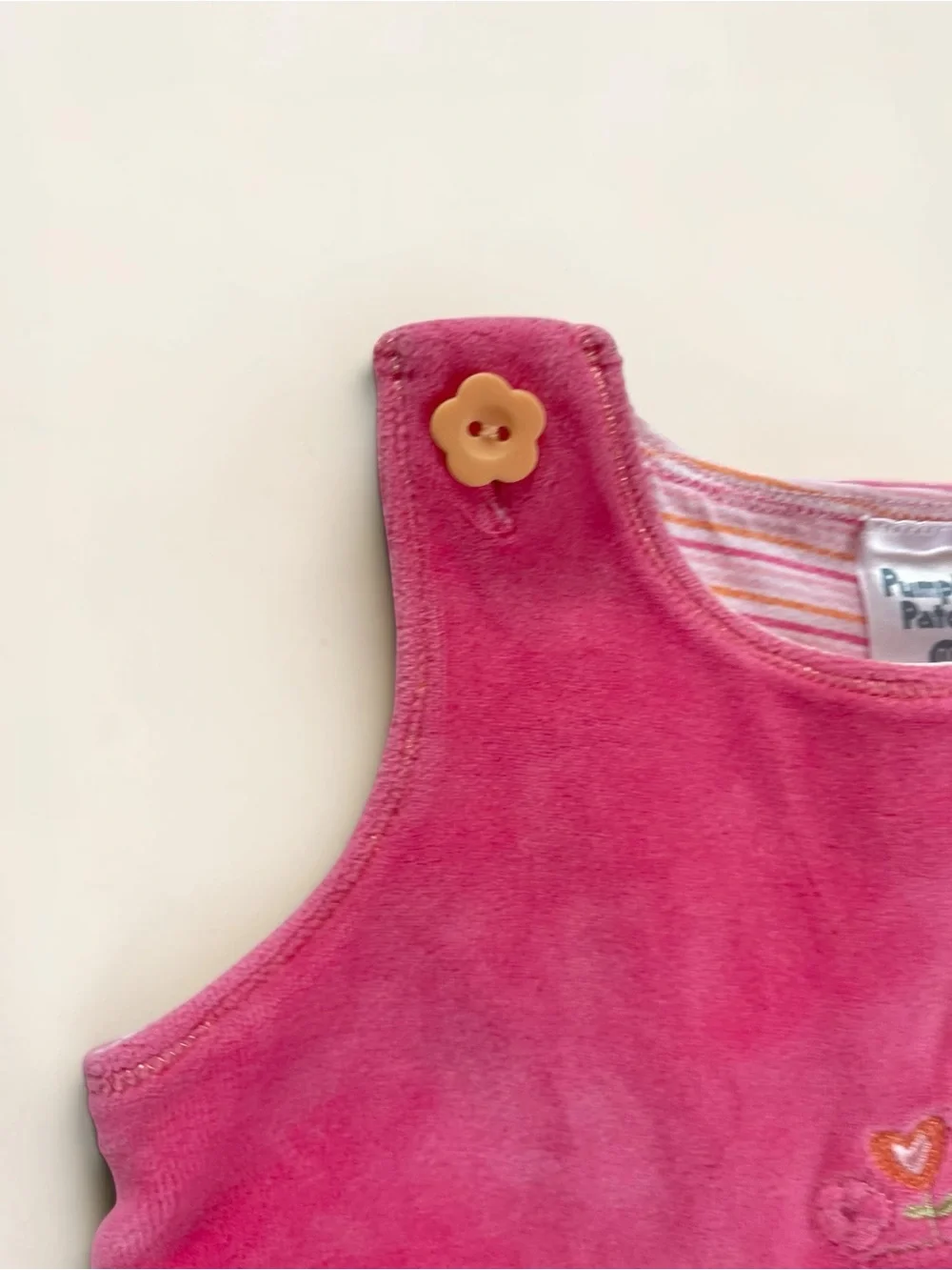 PUMPKIN PATCH EUC Raspberry Pink Velour Embroidered Cottage Romper